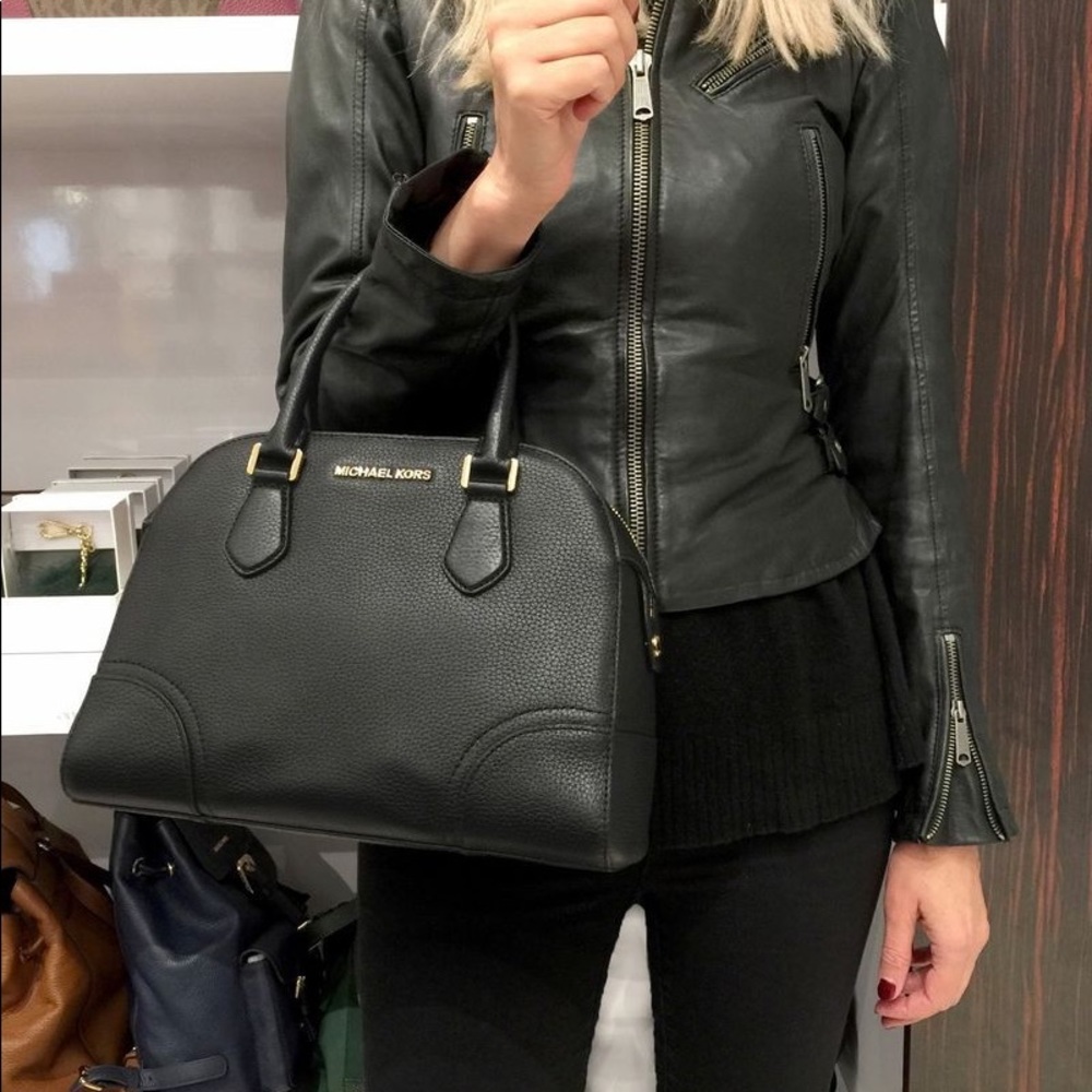 Michael Kors black leather Satchel shoulder tote Bag